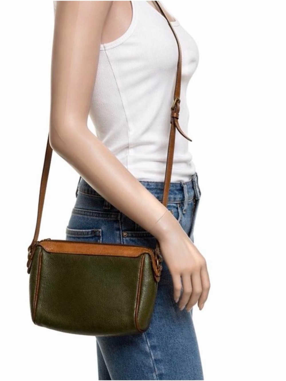 Coach Olive Green and Tan Leather Crossbody Bag